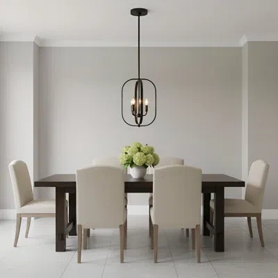 Generation Lighting Matranga Transitional Dimmable Lantern Chandelier In For Dining Room Led Compatible In Midnight Black