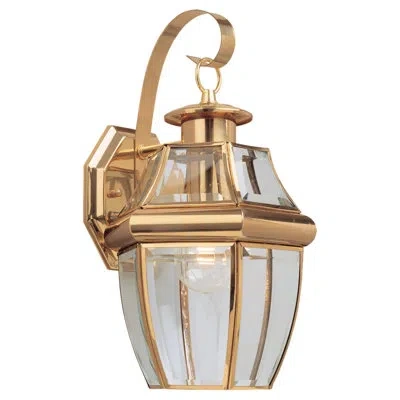 Generation Lighting Menlow Beveled Glass Outdoor Wall Lantern In Polished Brass