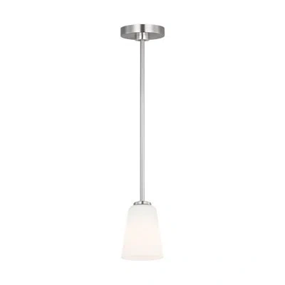Generation Lighting Miles One Light Mini-pendant In Brushed Nickel,white