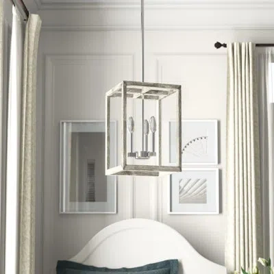 Generation Lighting Moffet Street 3 - Light Lantern Square Pendant In Washed Pine