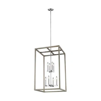Generation Lighting Moffet Street 8 - Light Lantern Square / Rectangle Chandelier In Washed Pine