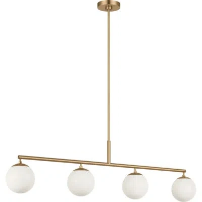Generation Lighting Nube Four Light Linear Chandelier In Satin Brass