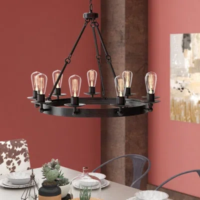Generation Lighting Ravenwood Manor 9 - Light Unique Wagon Wheel Chandelier