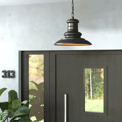 Generation Lighting Redding Station 1 -bulb 11" H Outdoor Pendant In Textured Black