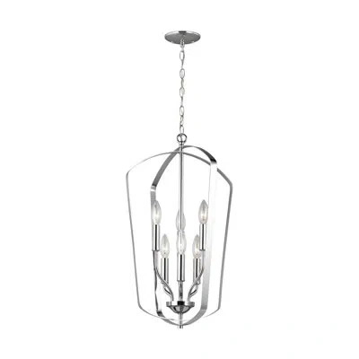 Generation Lighting Romee 6 - Light Lantern Geometric Chandelier In Chrome