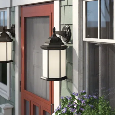 Generation Lighting Sevier Outdoor Wall Lantern In Black With Frosted Shade