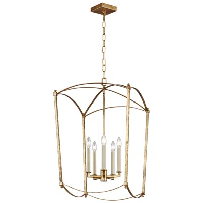 Generation Lighting Thayer 19 1/4" Gold Open Cage Lantern Chandelier