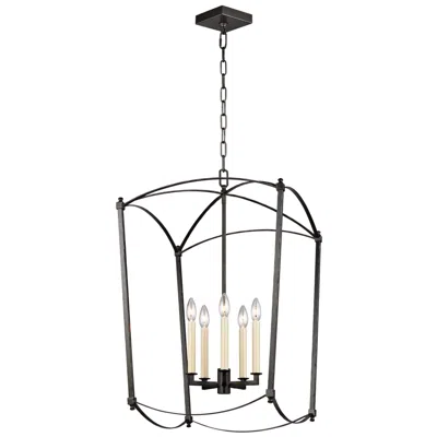 Generation Lighting Thayer 19 1/4" Steel 5-light Lantern Chandelier In Black
