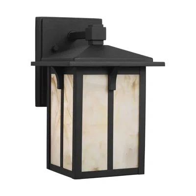 Generation Lighting Tomek Traditional Dimmable 1-light Outdoor Fixture In With Champagne Glass Panels For Outdoor Entryw In Black