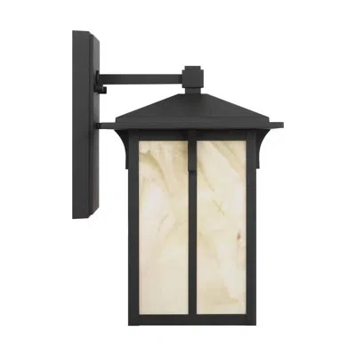 Generation Lighting Tomek Traditional Dimmable 1-light Outdoor Fixture In With Champagne Glass Panels For Outdoor Entryw In Black