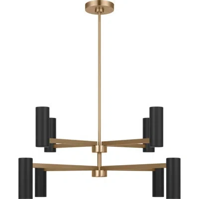 Generation Lighting Zentro Eight Light Chandelier In Satin Brass