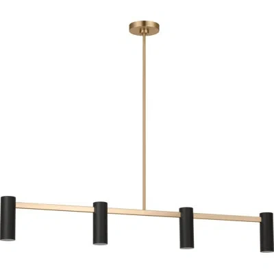 Generation Lighting Zentro Four Light Linear Chandelier In Satin Brass