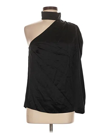 Pre-owned Generation Love 3/4 Sleeve Silk Top Black One Shoulder Neckline Tops