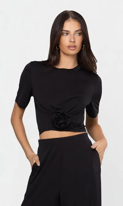 Generation Love Adelaide Rose Sheen Jersey Top In Black
