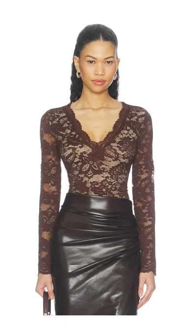 Generation Love Alessia Lace Bodysuit In Brown