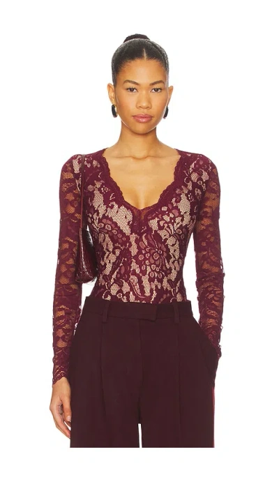 Generation Love Alessia Lace Bodysuit In Burgundy