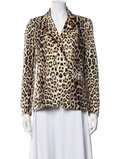 Pre-owned Generation Love Animal Print Blazer In Black/brown/neutrals