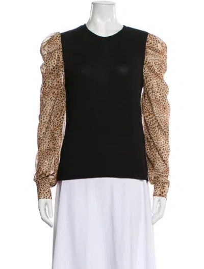 Pre-owned Generation Love Animal Print Crew Neck Top In Black