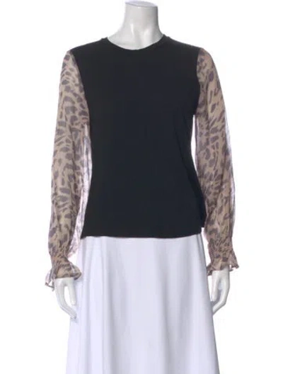Pre-owned Generation Love Animal Print Crew Neck Top In Black