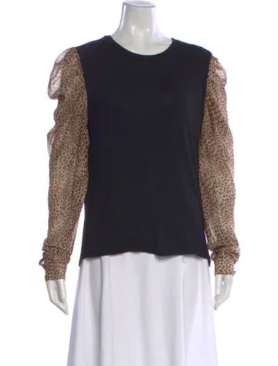 Pre-owned Generation Love Animal Print Crew Neck Top In Black