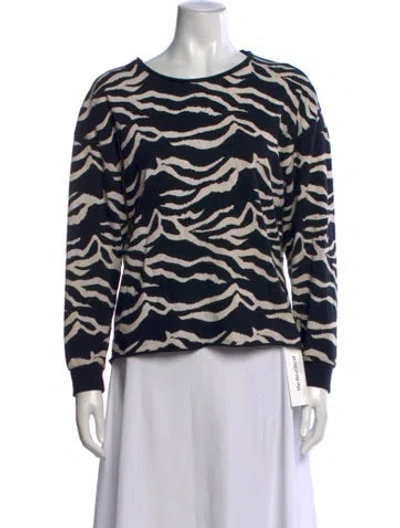 Pre-owned Generation Love Animal Print Crew Neck Top In Black