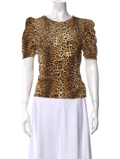 Pre-owned Generation Love Animal Print Crew Neck Top In Neutrals