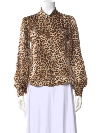Pre-owned Generation Love Animal Print Long Sleeve Blouse W/ Tags In Brown