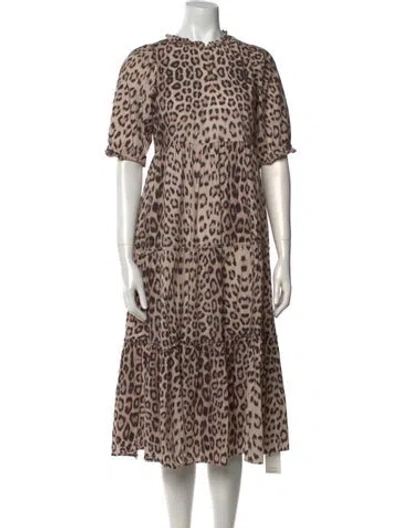 Pre-owned Generation Love Animal Print Midi Length Dress In Multi