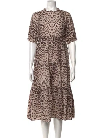 Pre-owned Generation Love Animal Print Midi Length Dress In Multicolor