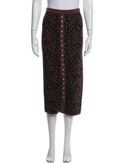 Pre-owned Generation Love Animal Print Midi Length Skirt In Brown