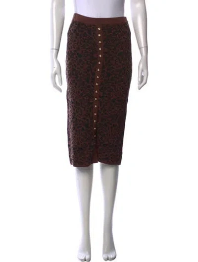Pre-owned Generation Love Animal Print Midi Length Skirt In Brown
