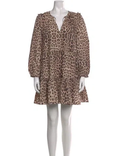 Pre-owned Generation Love Animal Print Mini Dress In Brown