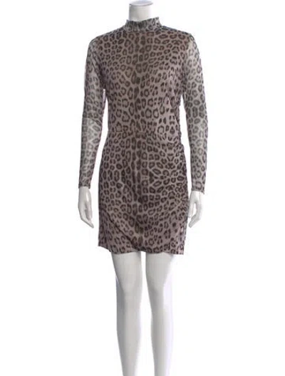 Pre-owned Generation Love Animal Print Mini Dress In Brown