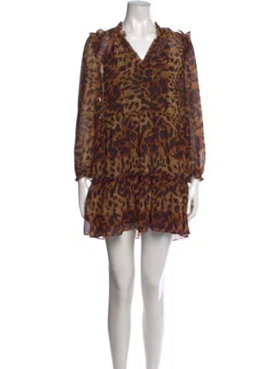 Pre-owned Generation Love Animal Print Mini Dress In Brown