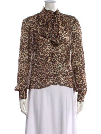 Pre-owned Generation Love Animal Print Tie Neck Blouse W/ Tags In Multicolor
