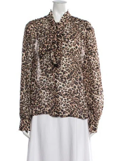 Pre-owned Generation Love Animal Print Tie Neck Blouse W/ Tags In Multicolor