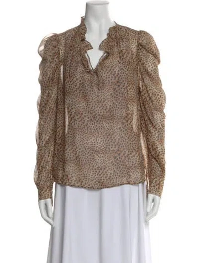Pre-owned Generation Love Animal Print V-neck Blouse In Neutral