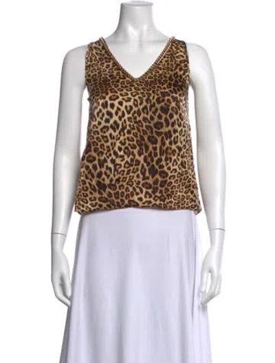 Pre-owned Generation Love Animal Print V-neck Top W/ Tags In Brown