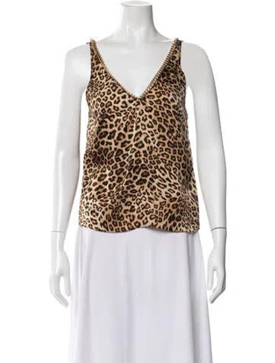 Pre-owned Generation Love Animal Print V-neck Top In White