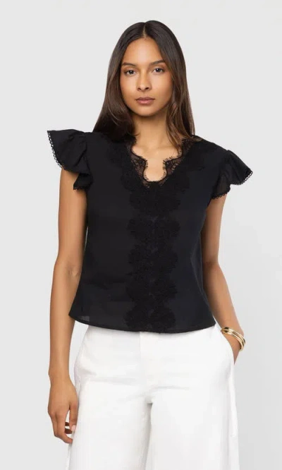 Generation Love Arden Lace Combo Voile Blouse In Black