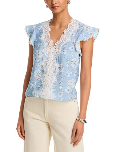 Generation Love Arden Lace Mixed Media Floral Top In Blue
