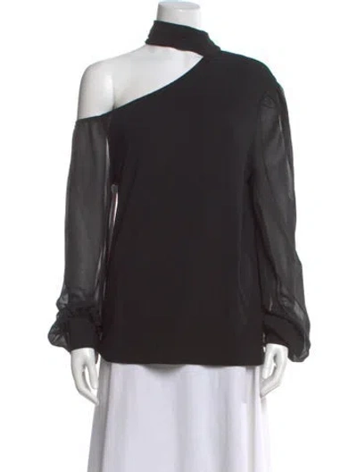 Pre-owned Generation Love Asymmetrical Long Sleeve Blouse In Black