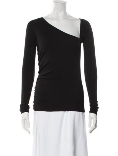 Pre-owned Generation Love Asymmetrical Long Sleeve Top In Black