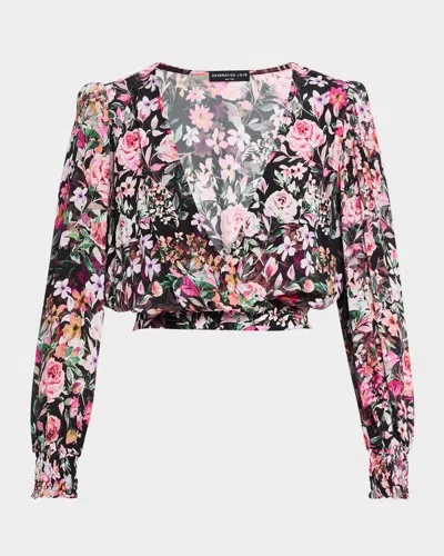 Generation Love Avanna Floral Wrap Blouse In Zesty Fl Blk Pink