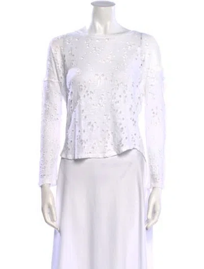 Pre-owned Generation Love Bateau Neckline Long Sleeve Crop Top In White