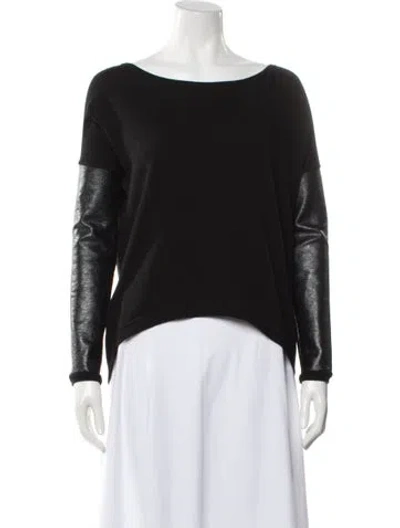 Pre-owned Generation Love Bateau Neckline Long Sleeve Top In Black