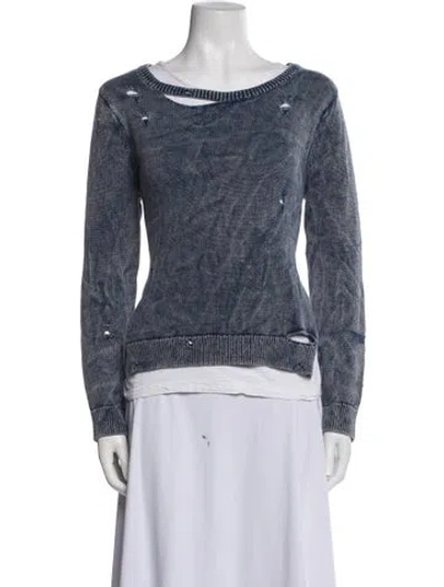 Pre-owned Generation Love Bateau Neckline Long Sleeve Top In Blue