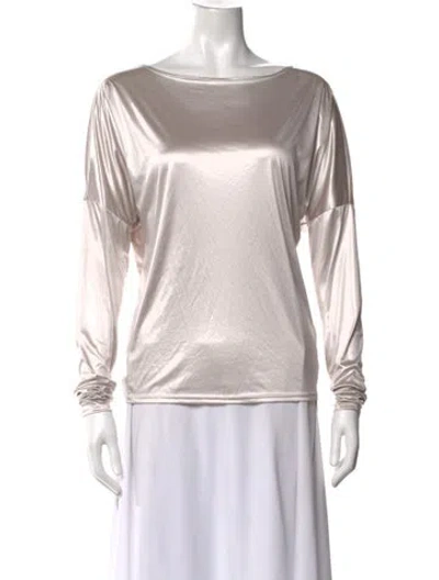 Pre-owned Generation Love Bateau Neckline Long Sleeve Top In Neutrals