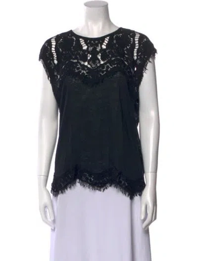 Pre-owned Generation Love Bateau Neckline Short Sleeve Blouse In Black