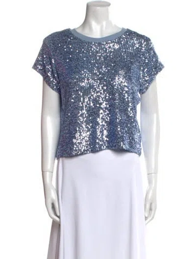 Pre-owned Generation Love Bateau Neckline Short Sleeve Crop Top In Blue
